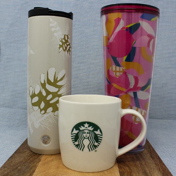 Starbucks Coffee PawPrint Mug • Winter Tumbler • Abstract Cold Cup SET OF 3